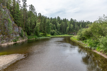 Serga river in Deer streams national park. Sverdlovsk region, Ural, Russia.