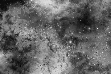 Negative space or abstract galaxy illustration with stars and nebula. Fantasy, celestial, sci-fi or futuristic background. Grunge effect.