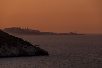 Sunset on coastline
