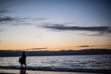 Fototapeta premium new zealand, south island, tasman, nelson, Tahunanui Beach, sunset, beach, Tahunanui, sky,