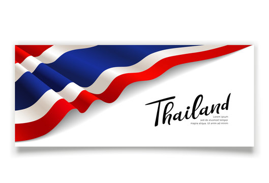 Flag of Thailand banner. fabric design isolated on white background, vector illustration