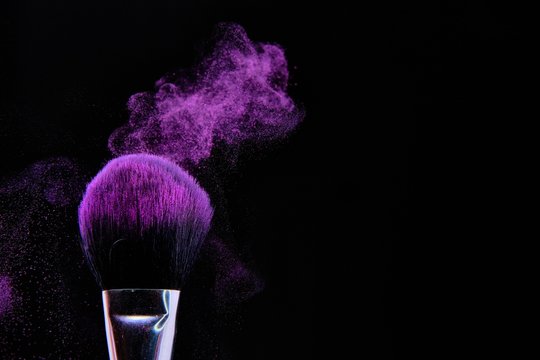 Beautiful Shot Of Makeup Brush Isolated On Black Background