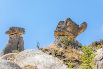 Cappadocia in Turkey with the three beautiful volcanic formation, three beautiful Cappadocia , Turkey.
