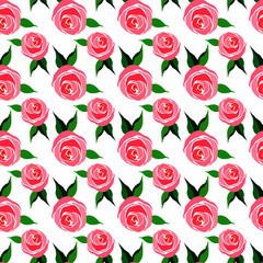 seamless pattern with stylized roses in bright colors, wallpaper ornament, wrapping paper, romantic background