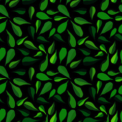 Fototapeta na wymiar seamless pattern with stylized leaves in green, wallpaper ornament, wrapping paper, plants background