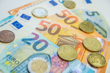 Euro banknotes and coins

