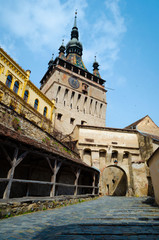 Obraz premium Sighisoara a Medieval town in Romania. With a tower