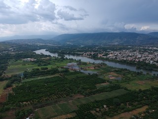 Fototapeta na wymiar aerial view of farm fields