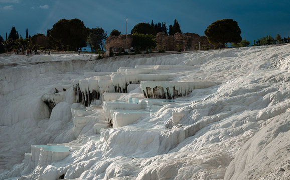Natural travertine pools and terraces in Pamukkale. Localized in southwestern Turkey © Diego
