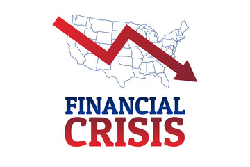 Financial crisis concept. Template for background, banner, poster with text inscription. Vector EPS10 illustration.