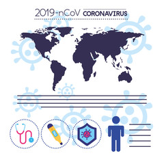 Naklejka premium covid19 pandemic infographics with earth planet