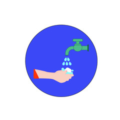 Значок миття рук під краном, векторна ілюстрація