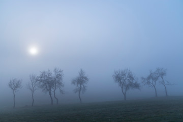 Foggy sunrise in northern Hungary