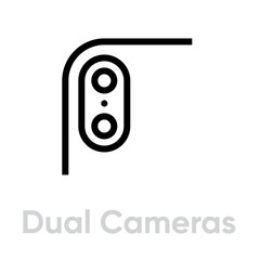 Dual Cameras Phone Multi-Cameras icon. Editable line vector.