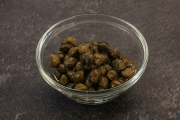 Tasty capers in the bowl
