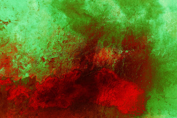 Green and red textured, abstract grunge, fantasy or sci-fi background. For print or web projects including posters, album covers, wallpapers, video backgrounds, title screens and more.