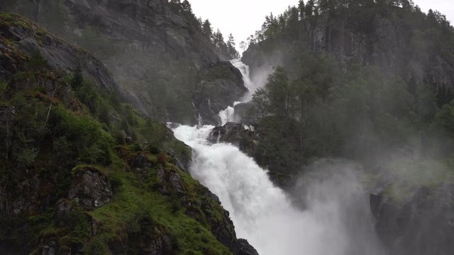 Latefossen waterfall in norway landscape