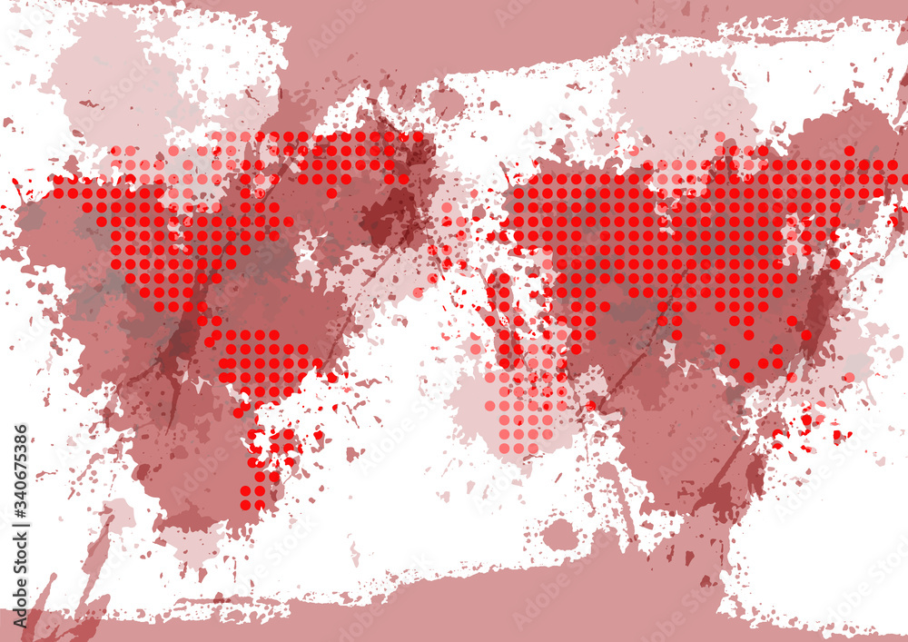 Wall mural abstract vector map dot with splatter red background,illustration vector design background