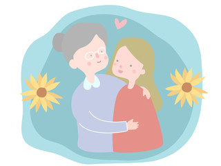 Mother's Day card(mother is hugging her daugther) vector