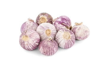 Garlics isolated on white background.