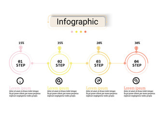 The infographic vector design template for illustration. Infographic design business template with four steps. Creative concept for infographic. Used for layout, workflows, banners, web design.