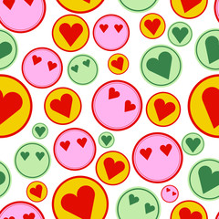 Abstract seamless pattern. Seamless repeated pattern can be used for wallpaper, pattern, backdrop, surface textures. Smile, love, hearts