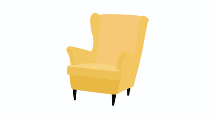 Vector Isolated Illustration of a Yellow Armchair