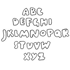 Handdrawn pen contours bold font. Modern grunge lettering. Vector illustration.