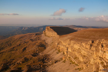 Mountain autumn. Bermamyt plateau, sunset