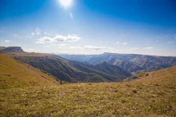 Mountain autumn. Bermamyt plateau, sunset