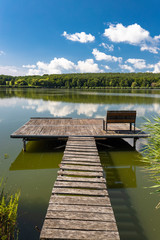 Pier on the pond Jenoi-to, Hungary