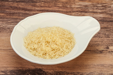 Raw basmati rice in the bowl
