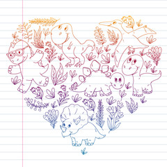 Dinosaurs, dino. Vector pattern kids fabric, textile, nursery wallpaper. Illustration for children.