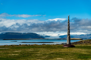 Seagull in narwhal tooth, Iceland © Arcastardur