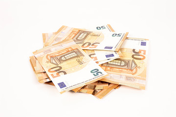 a lot of money on white background