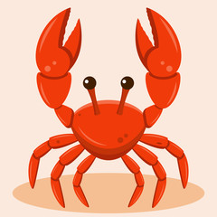 Crab character with big claws isolated. Cartoon character. Vector
