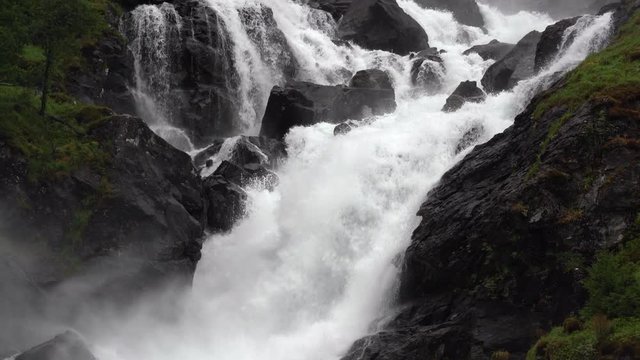 Latefossen waterfall norway close with audio