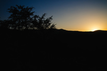 Beautiful sunset nature background Mountains and sky