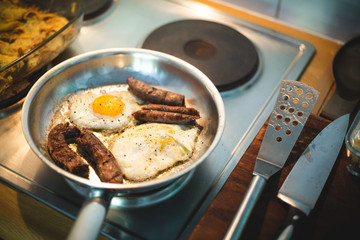 Cooking breakfast at home during quarantine