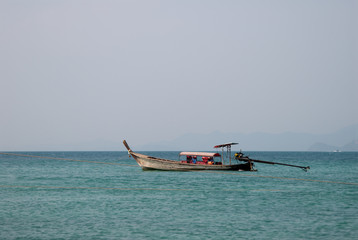 Obraz premium A fishing schooner in the waters of the Gulf of Thailand