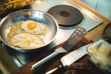 Cooking breakfast at home during quarantine
