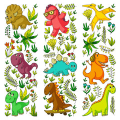 Dinosaurs, dino. Vector pattern kids fabric, textile, nursery wallpaper. Illustration for children.