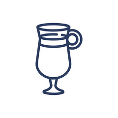 Glass of hot drink thin line icon. Tea, coffee, cocktail isolated outline sign. Breakfast drink or cafe concept. Vector illustration symbol element for web design and apps