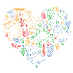 Dinosaurs, dino. Vector pattern kids fabric, textile, nursery wallpaper. Illustration for children.