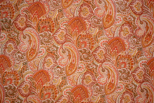 traditional paisley floral design,  fabric swatch , Jaipur, Rajasthan, India	