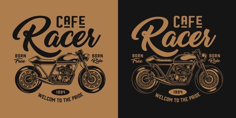 Vintage motorcycle monochrome emblem