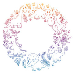 Dinosaurs, dino. Vector pattern kids fabric, textile, nursery wallpaper. Illustration for children.