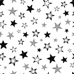 Seamless doodle hand drawn stars