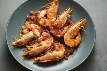 Stir Fried Shrimp with Tamarind Sauce with studio light delicious looking