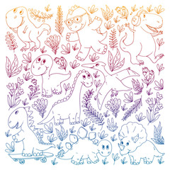 Dinosaurs, dino. Vector pattern kids fabric, textile, nursery wallpaper. Illustration for children.